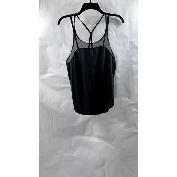 LULULEMON Women's Black Mesh Spaghetti Strap Racerback Side-Slit Tank Top SZ 4 - Picture 1 of 10